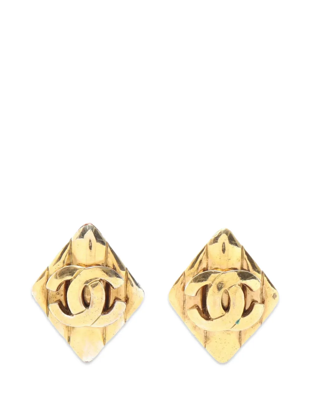 CHANEL Pre-Owned 1997 Coco Mark rhombus earrings - Oro