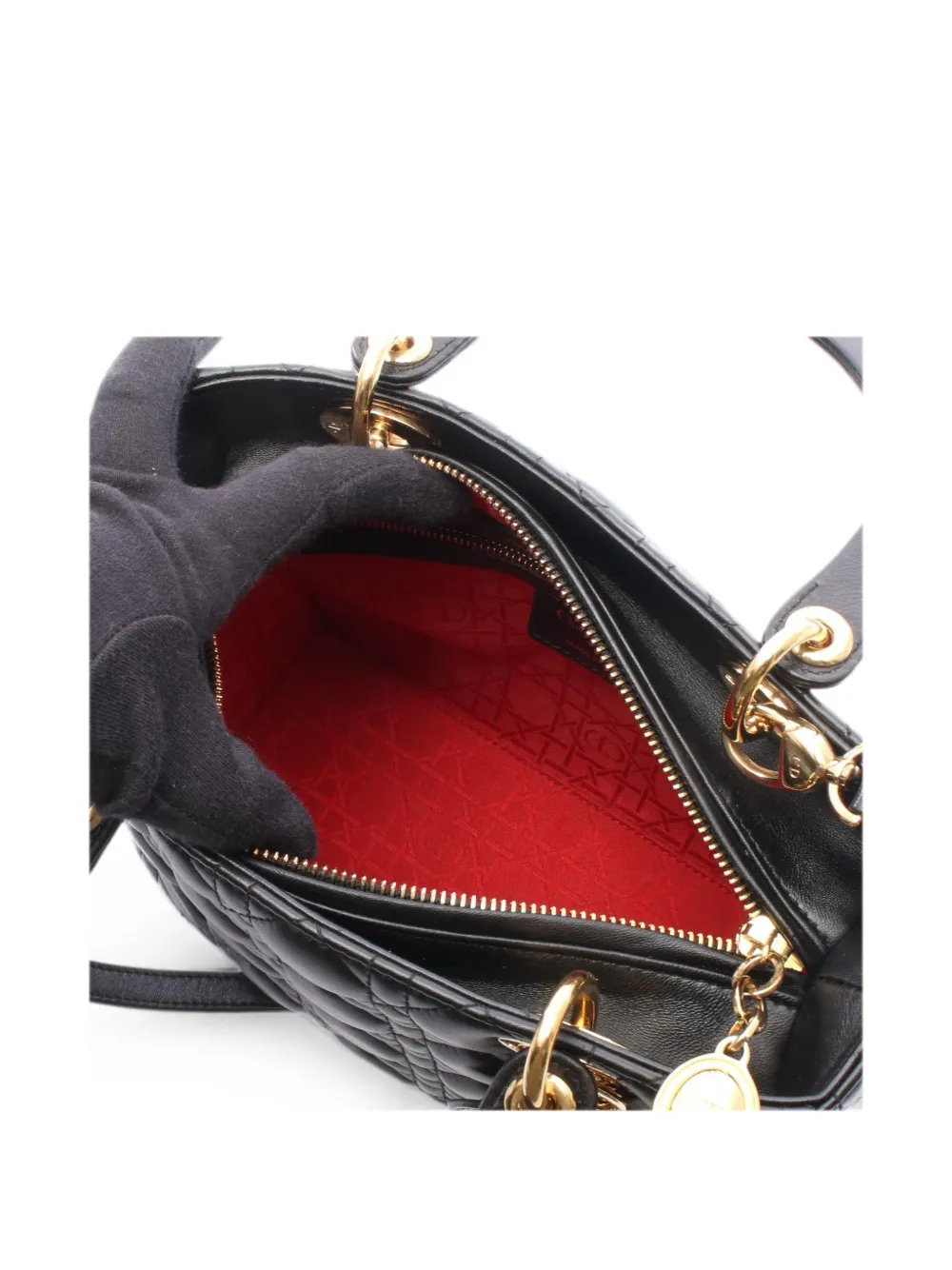 Christian Dior Pre-Owned 2010 pre-owned Lady Dior mini-handtas Zwart