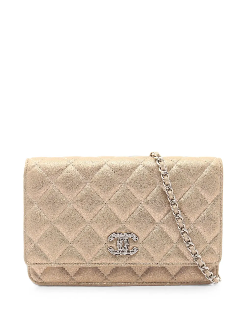 CHANEL Pre-Owned 2015-2016 Matelassé chain wallet - Gold