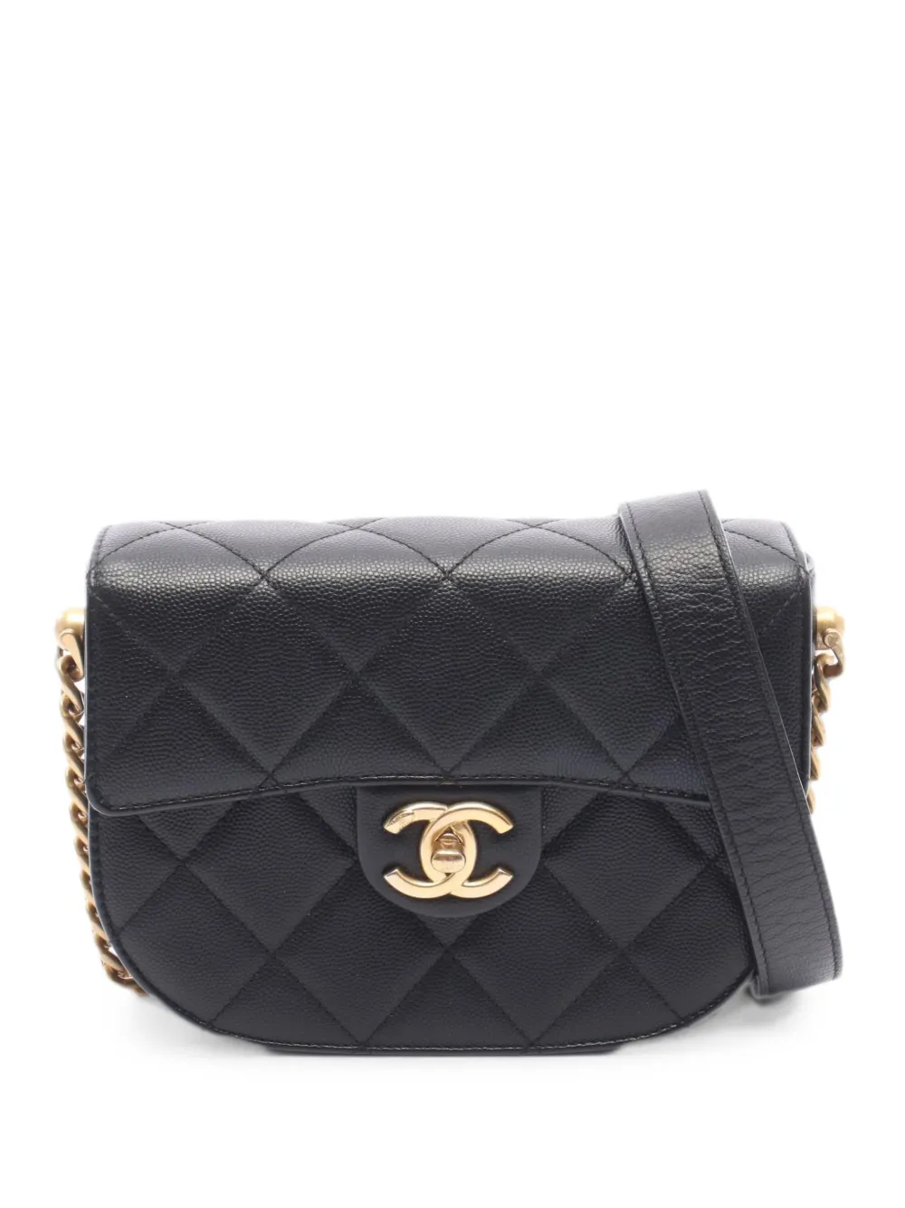 CHANEL Pre-Owned 2021 Matelassé flap mini bag - Black