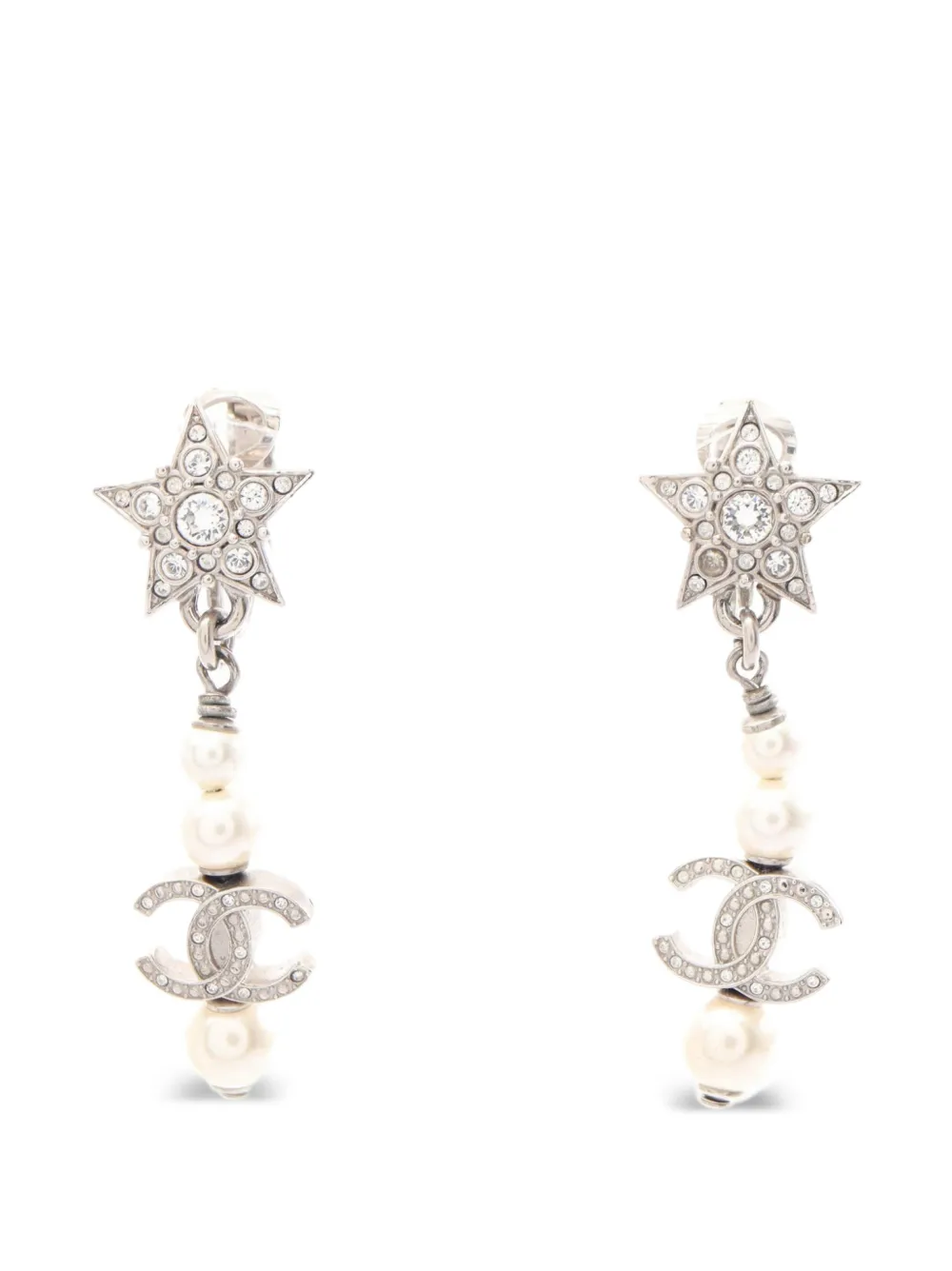 CHANEL Pre-Owned 2020 Coco Mark star drop earrings - Argento