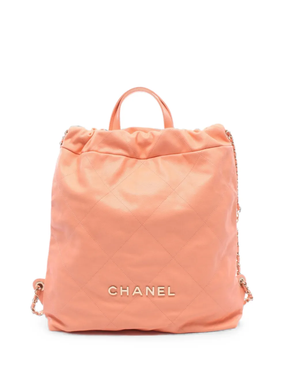CHANEL Pre-Owned 2021 large Chanel 22 diamond-quilted backpack - Orange