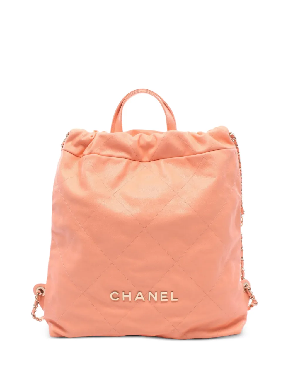 CHANEL Pre-Owned 2021 large Chanel 22 diamond-quilted backpack - Orange