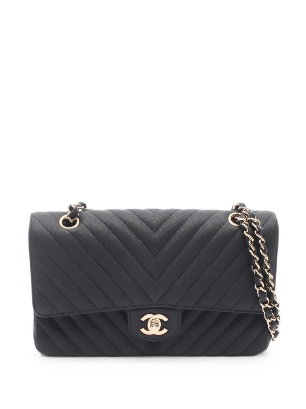 CHANEL Pre-Owned 2019 Chevron V-stitch flap shoulder bag - Nero