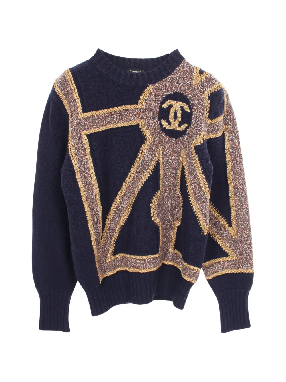 CHANEL Pre-Owned 1986-1988 Coco Mark knit sweater - Blau