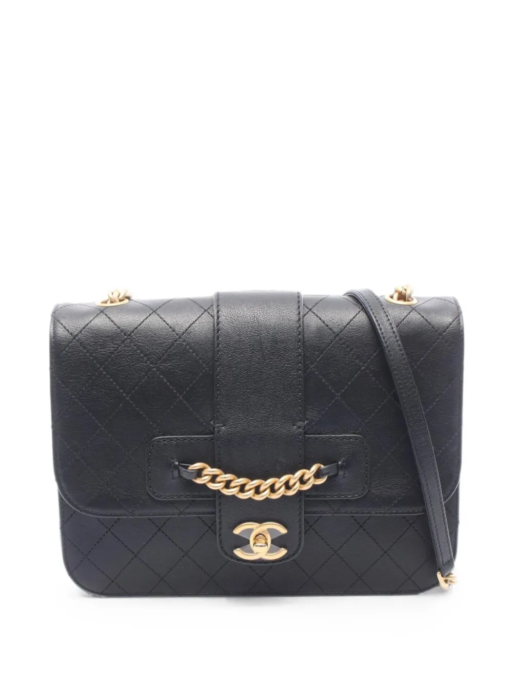 CHANEL Pre-Owned 2017-2018 Matelassé chain cross body bag - Nero