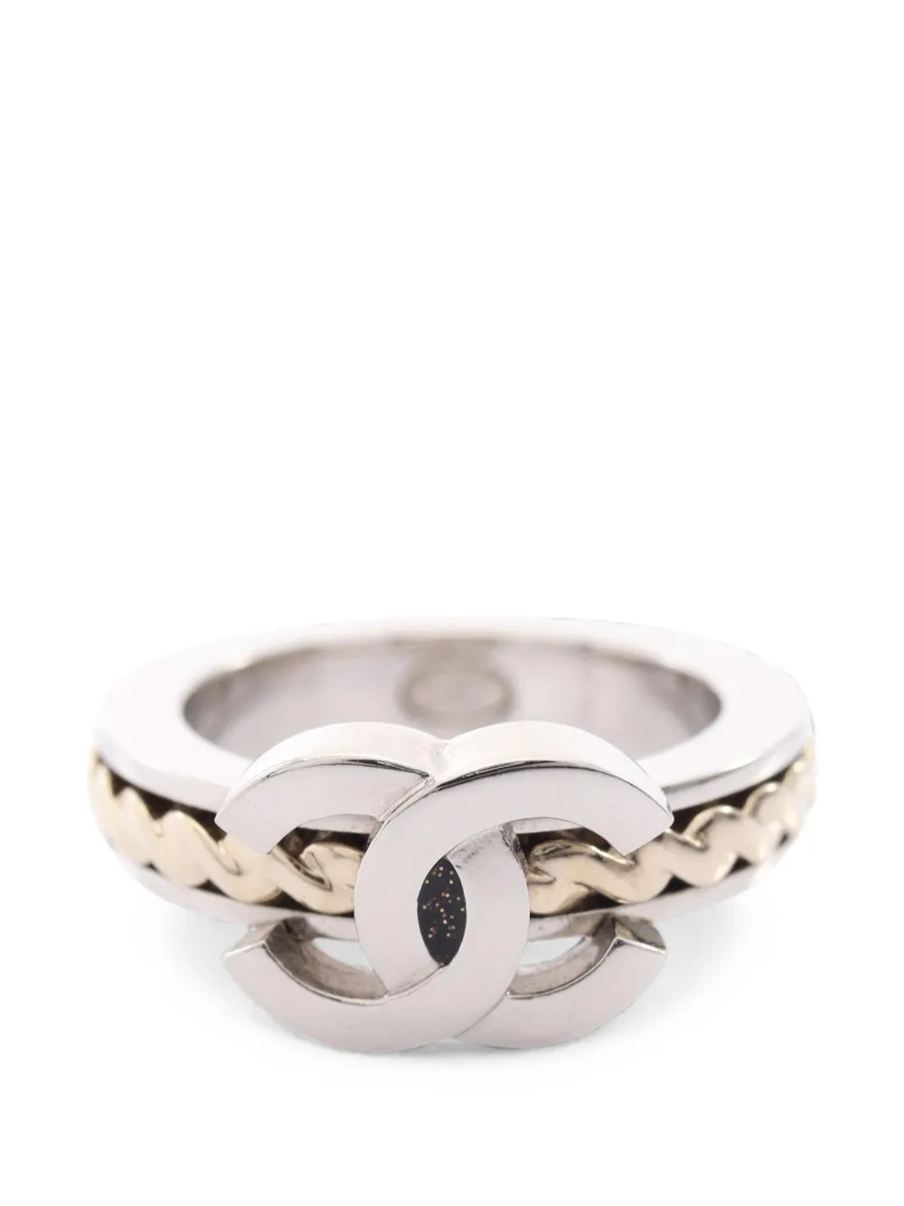 CHANEL Pre-Owned Coco Mark braided ring - Silver