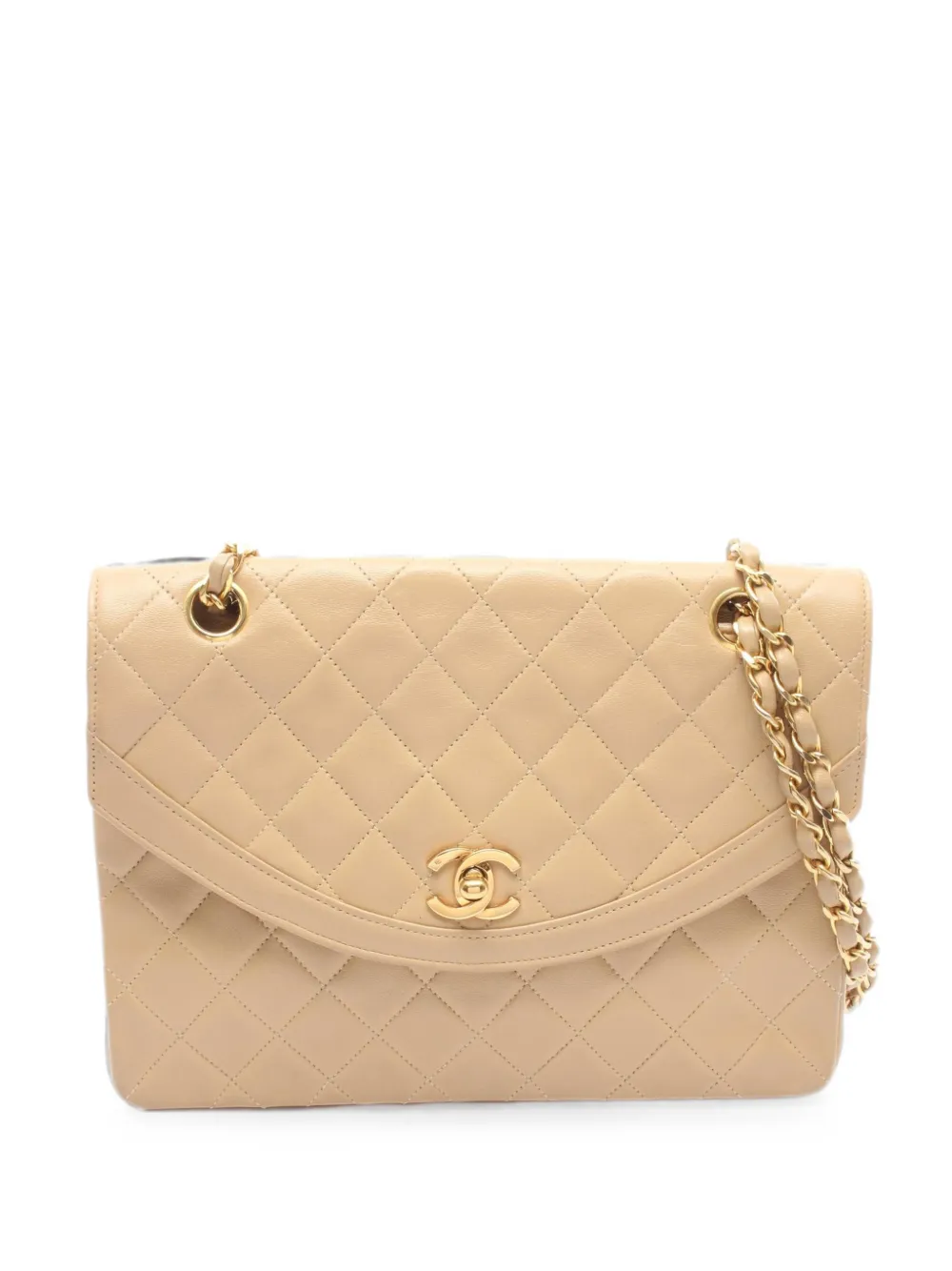 CHANEL Pre-Owned 1986-1988 Round Flap matelassé leather shoulder bag - Neutrals