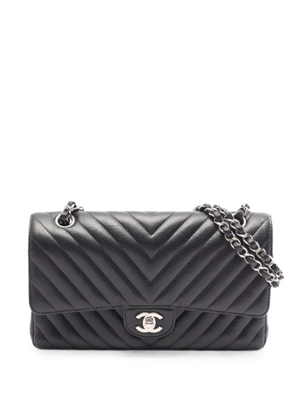 CHANEL Pre-Owned 2018-2019 Chevron flap shoulder bag - Black