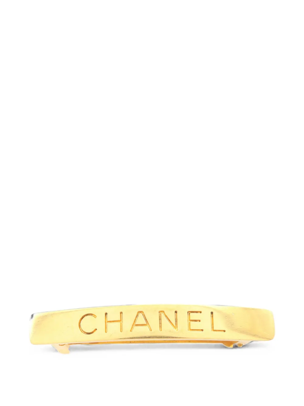 CHANEL Pre-Owned 1997 bar-shaped logo hair clip - Gold