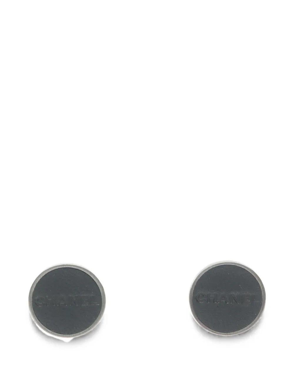 CHANEL Pre-Owned 2000 logo calf leather earrings - Grey
