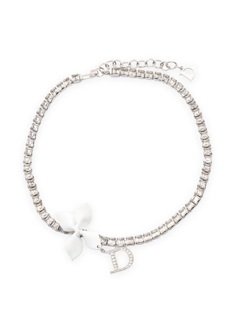 Christian Dior Pre-Owned 2010s logo-charm flower choker - Silver