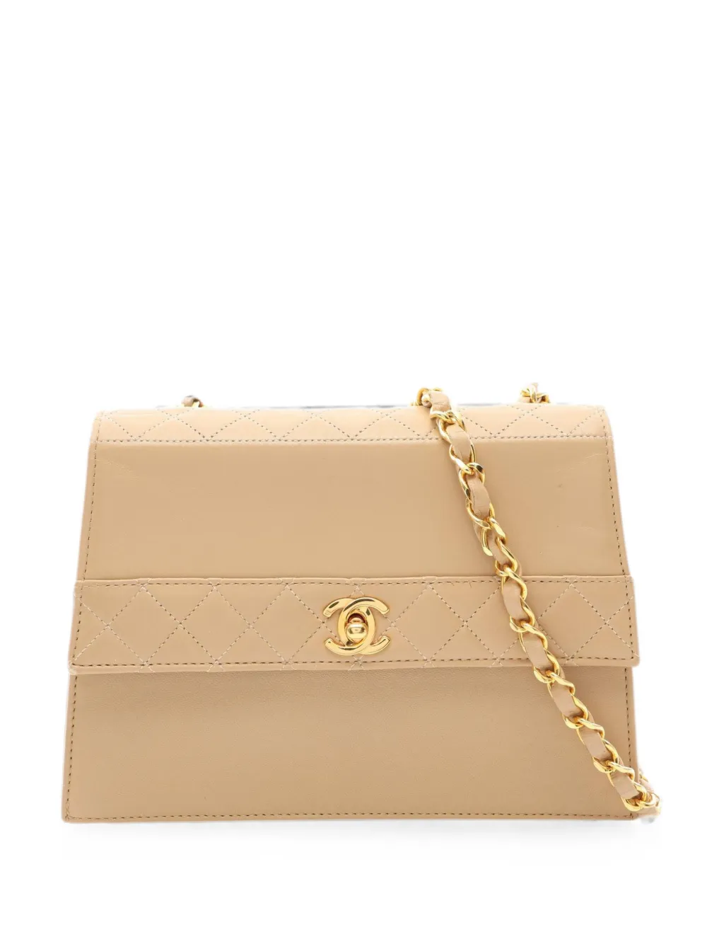 CHANEL Pre-Owned 1989-1991 Matelassé chain shoulder bag - Neutrals
