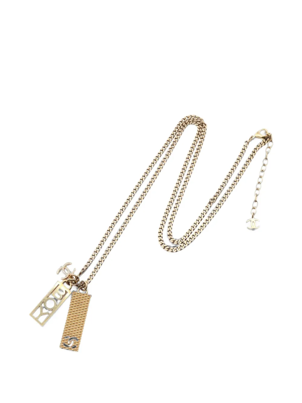 CHANEL Pre-Owned 2022 logo-pendant necklace - Gold