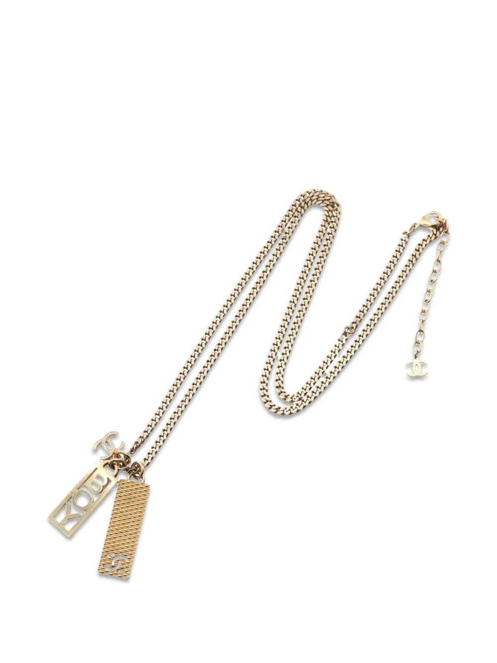CHANEL Pre-Owned 2022 logo-pendant necklace - Oro