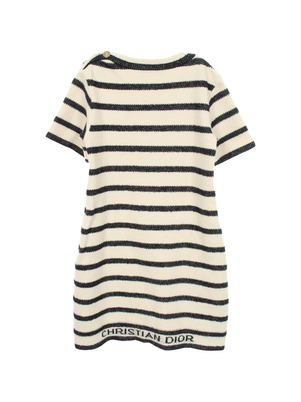Christian Dior Pre-Owned 2010s Striped short-sleeved Mini Dress | White