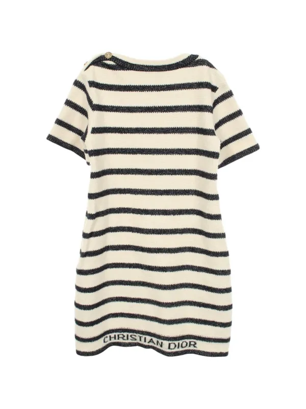Christian Dior Pre-Owned 2010s Striped short-sleeved Mini Dress | White