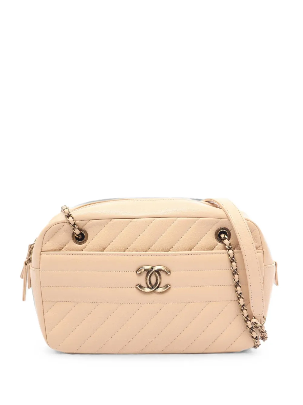CHANEL Pre-Owned 2016-2017 Bias stitch chain shoulder bag - Nude
