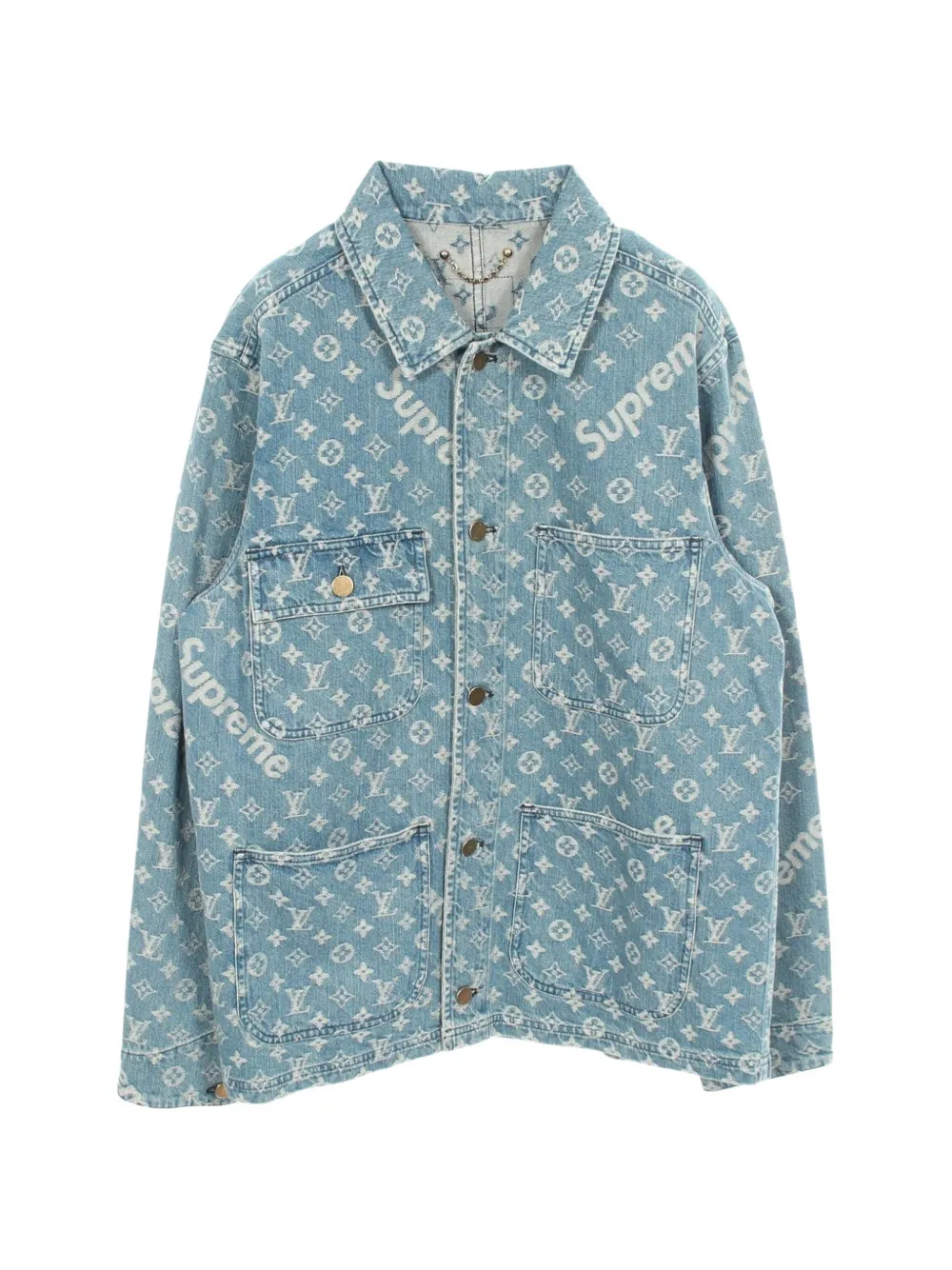 Louis Vuitton Pre-Owned x Supreme 2010s Monogram jacquard denim jacket - Blue