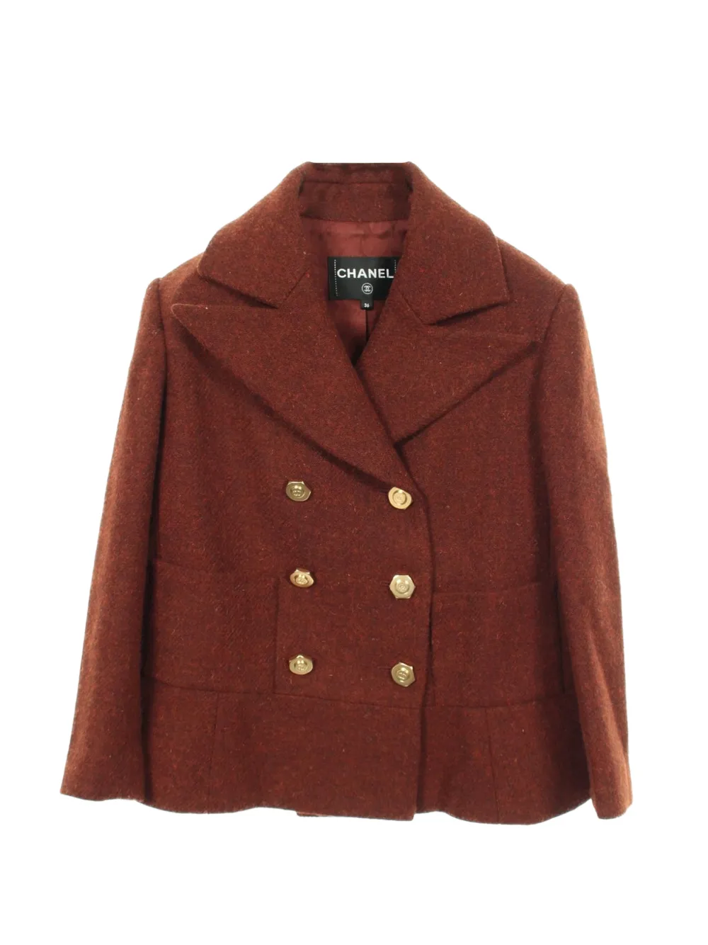 CHANEL Pre-Owned 1986-1988 Cocomark button tweed jacket - Marrone