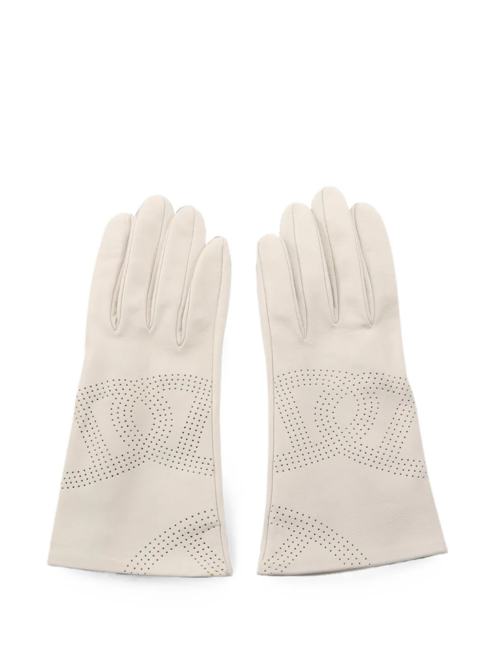 Hermès Pre-Owned 2010s perforated-logo leather gloves - Nude
