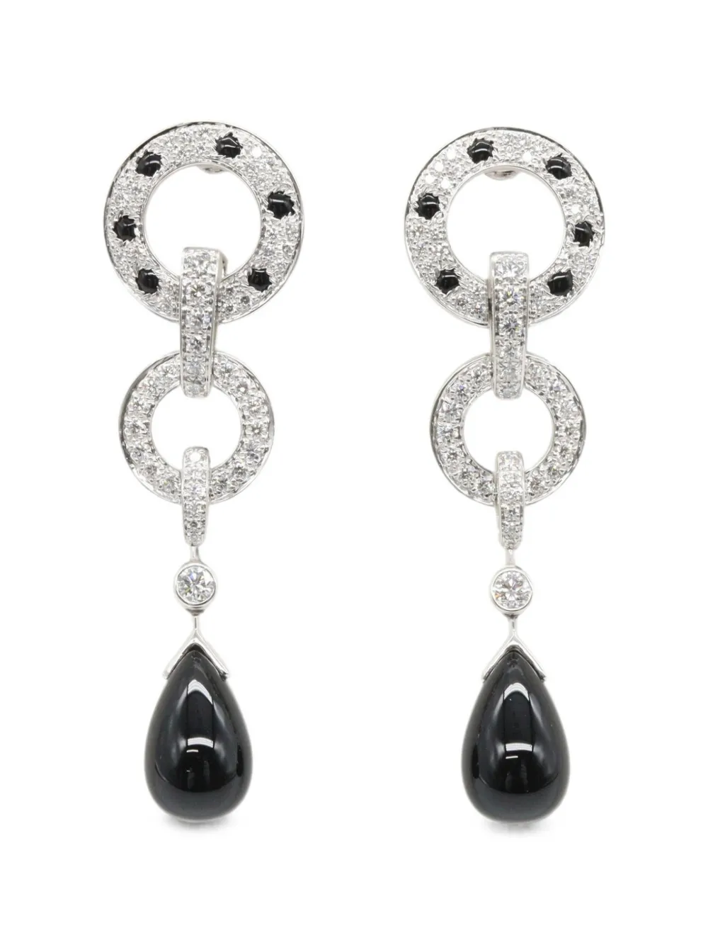 Cartier 2010s Panthère diamond and onyx earrings - Argento