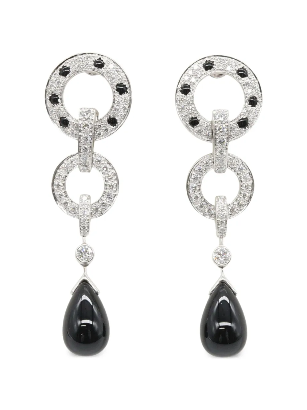 Cartier 2010s Panthère diamond and onyx earrings - Silber