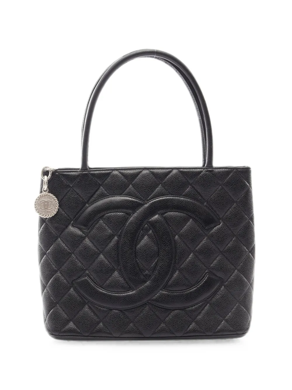 CHANEL Pre-Owned 2000-2002 Medallion Caviar-leather tote bag - Black