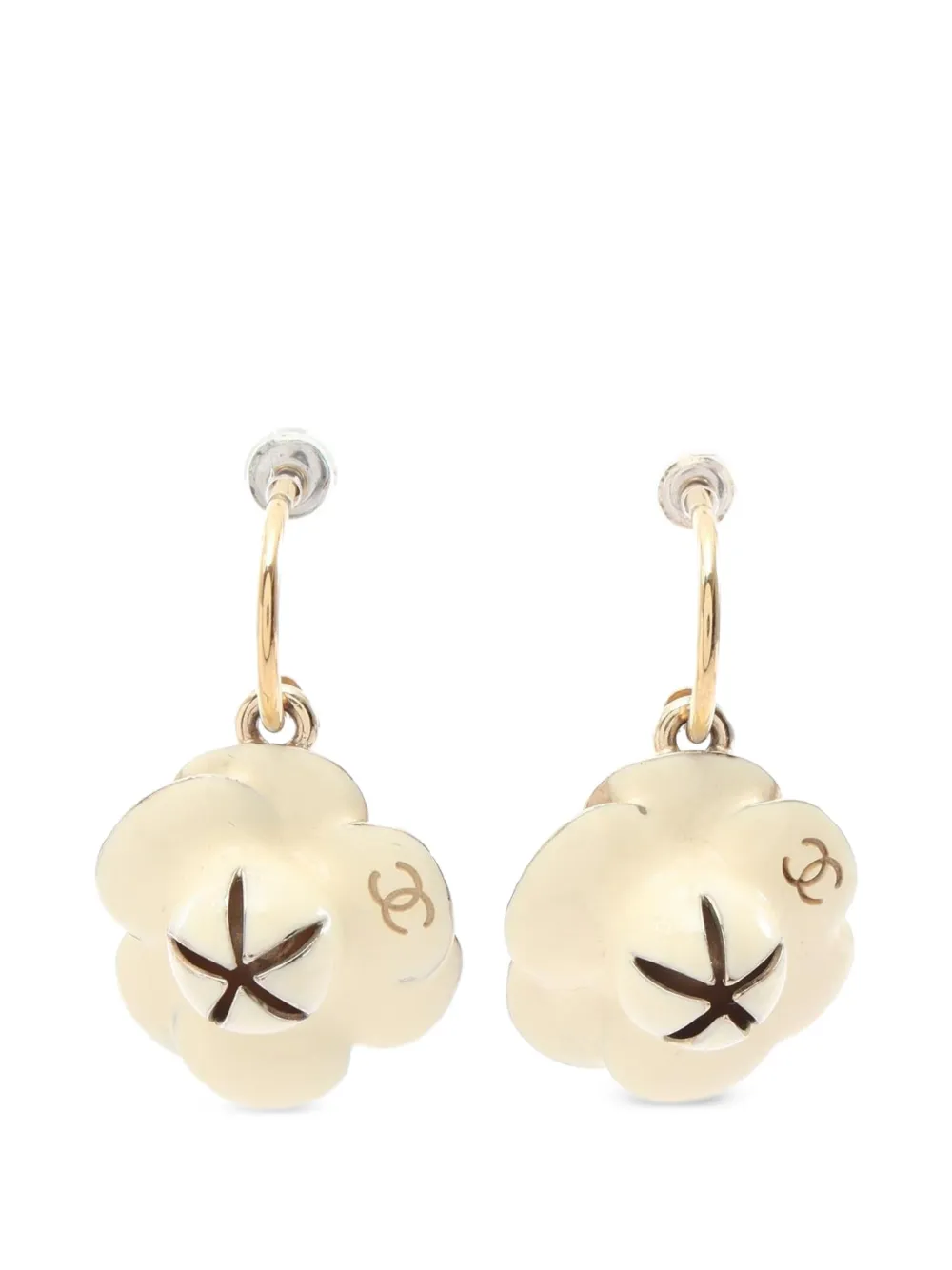 CHANEL Pre-Owned 2002 Camellia Interlocking CC earrings - Gold