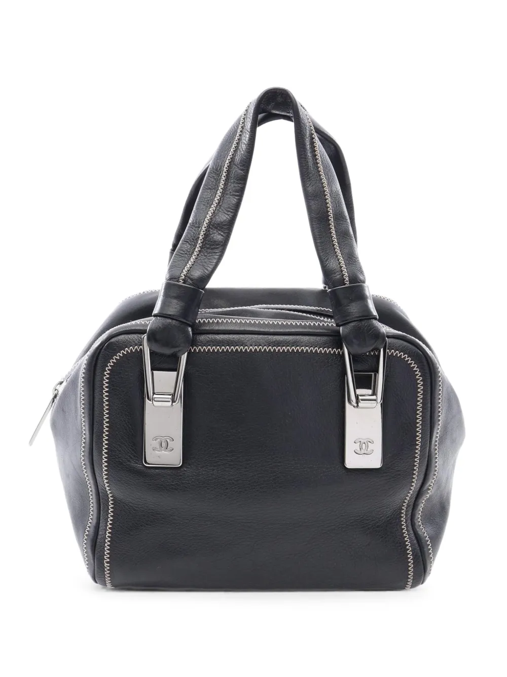 CHANEL Pre-Owned 2003-2004 whipstitch mini Boston tote bag - Nero