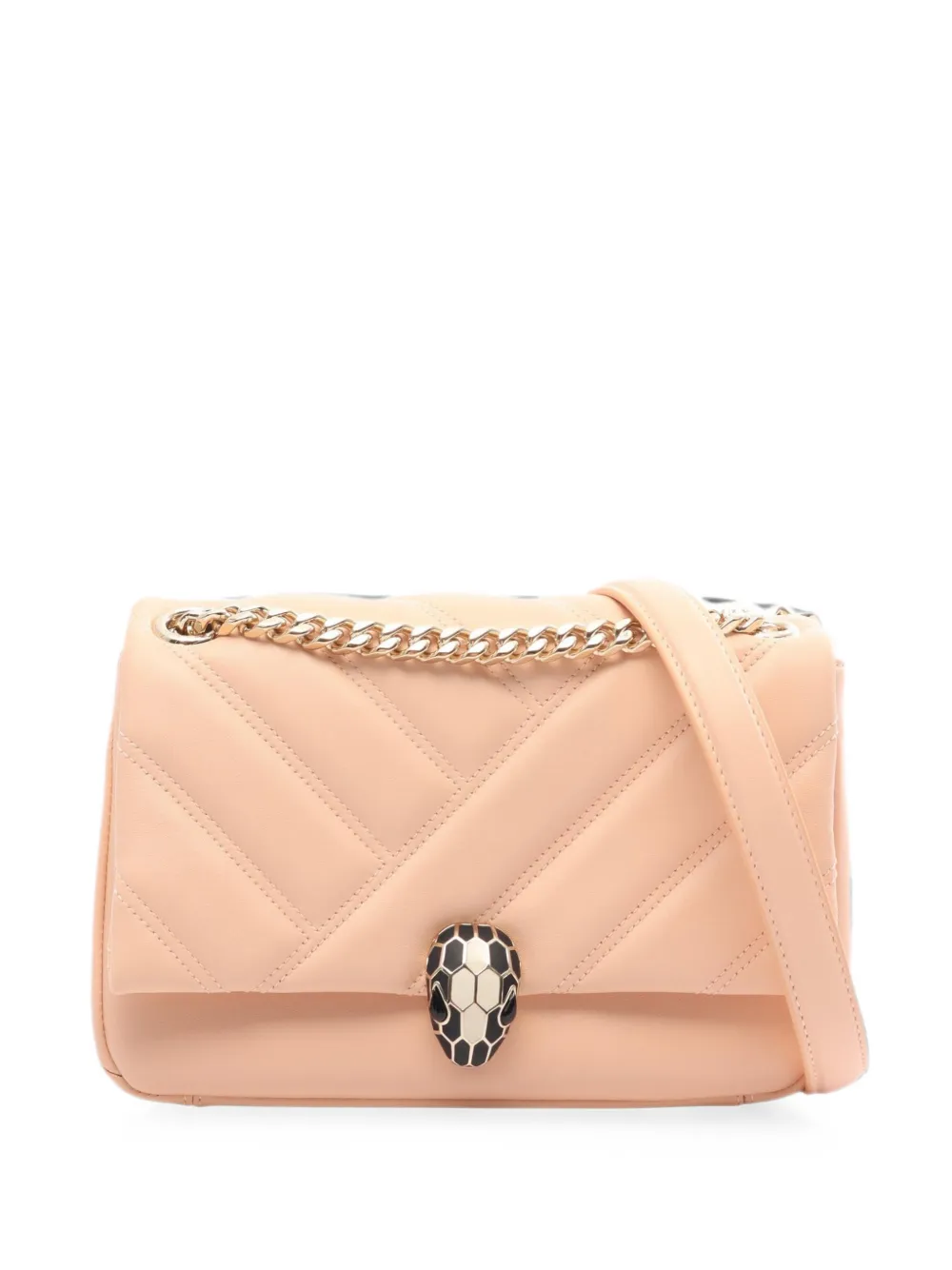 Pre-owned Bvlgari 2010s Serpenti Cabochon Shoulder Bag In Neutrals