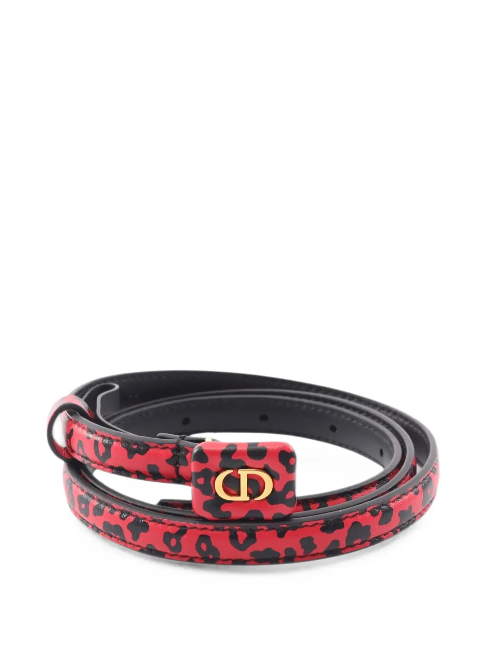 Christian Dior Pre-Owned 2010s CD logo leopard-print belt - Rot
