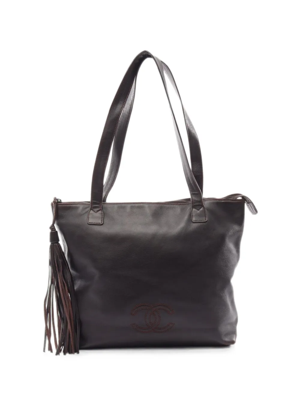 CHANEL Pre-Owned 1997-1999 Coco Mark fringe tote bag - Brown