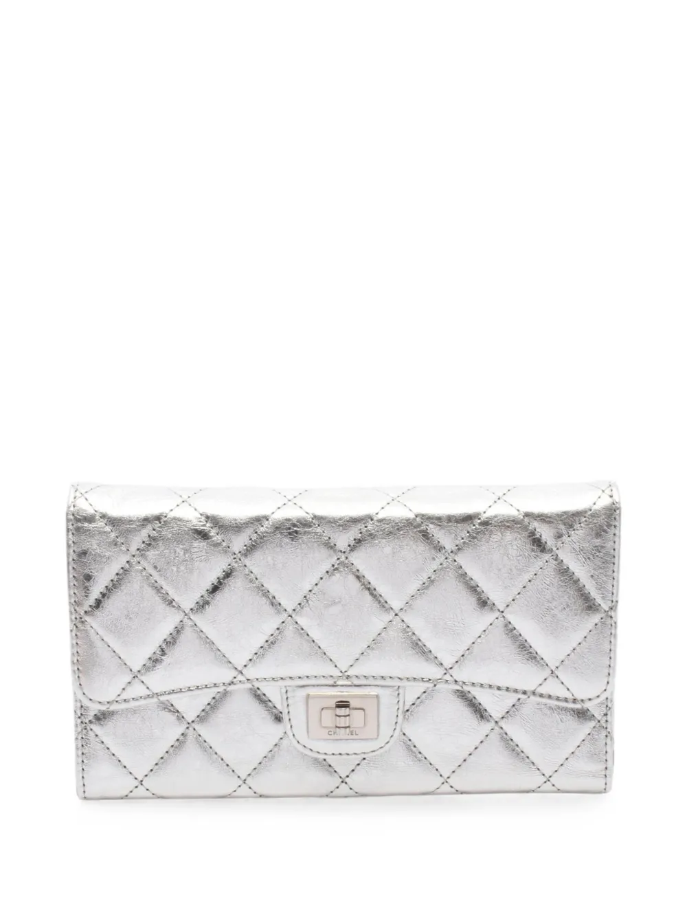 CHANEL Pre-Owned 2006-2008 2.55 matelassé trifold wallet - Silver