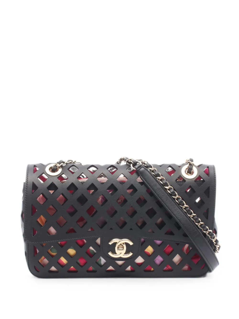 CHANEL Pre-Owned 2021-2022 perforated leather shoulder bag - Black