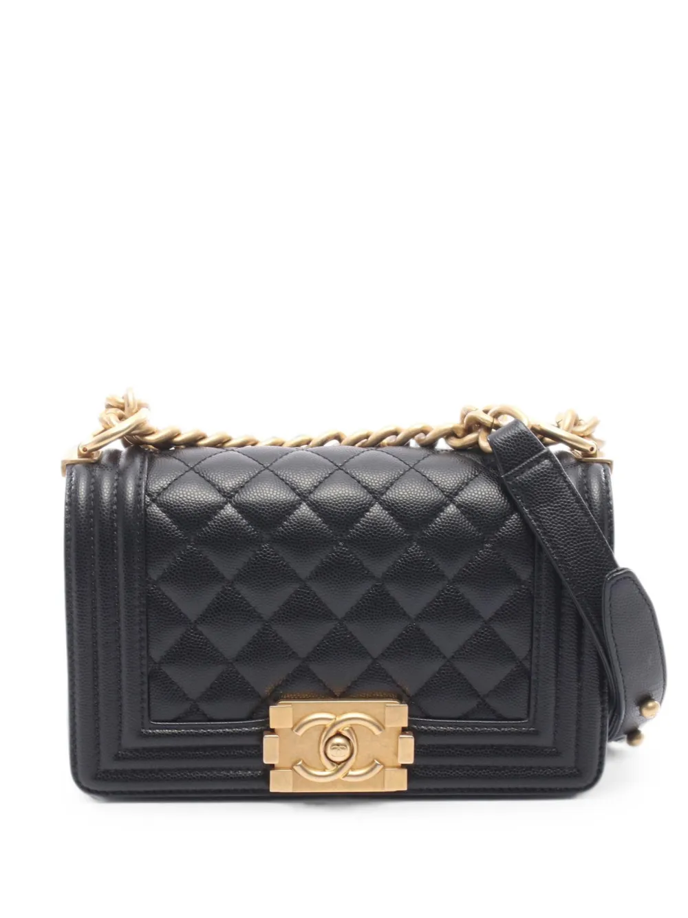CHANEL Pre-Owned 2021-2022 small Boy Chanel Caviar-leather shoulder bag - Nero