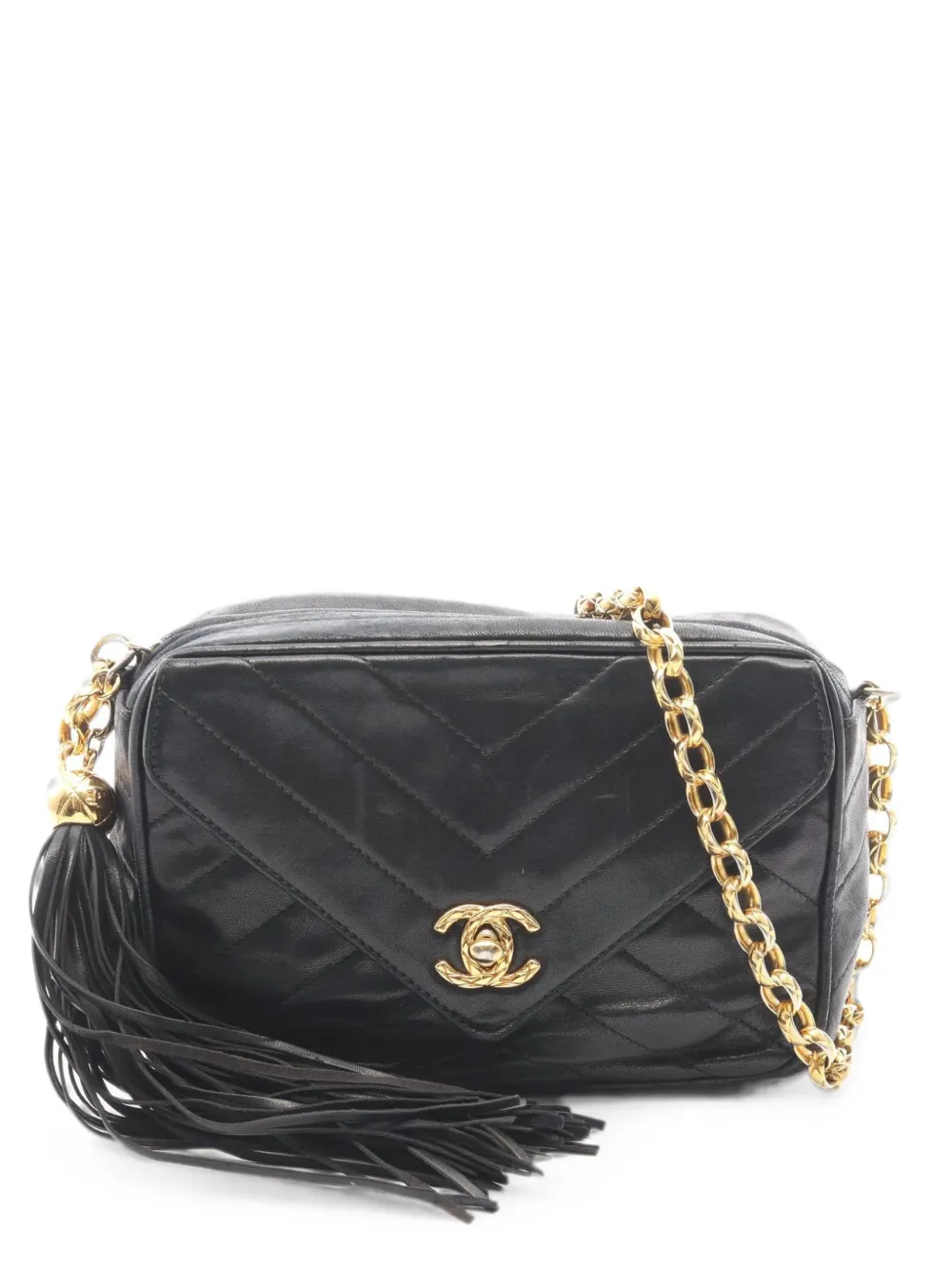 CHANEL Pre-Owned 1991-1994 Chevron leather shoulder bag - Black