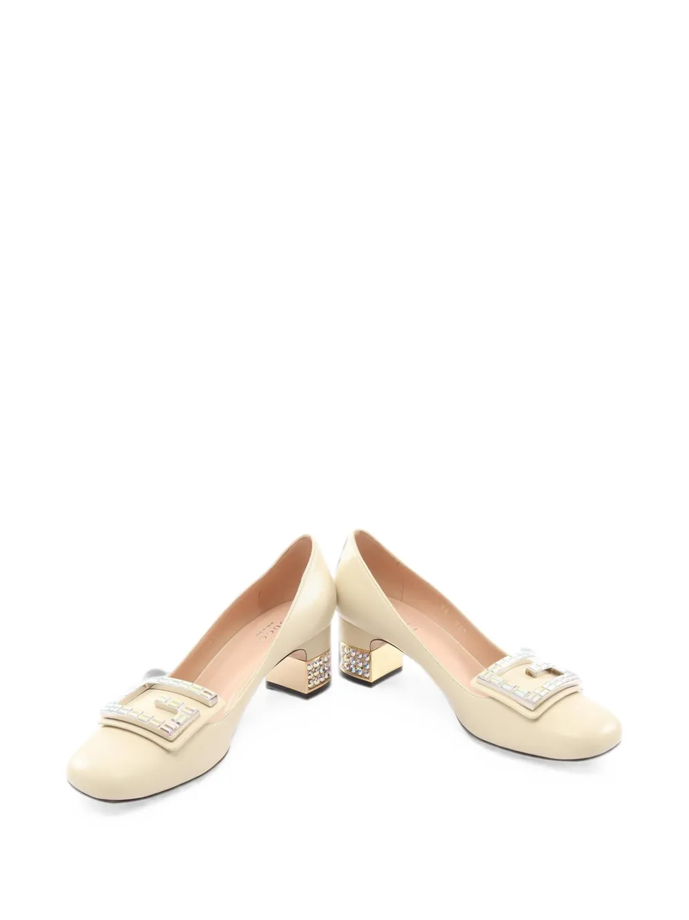 Gucci Pre-Owned 2020s G logo Rhinestone pumps - Nude