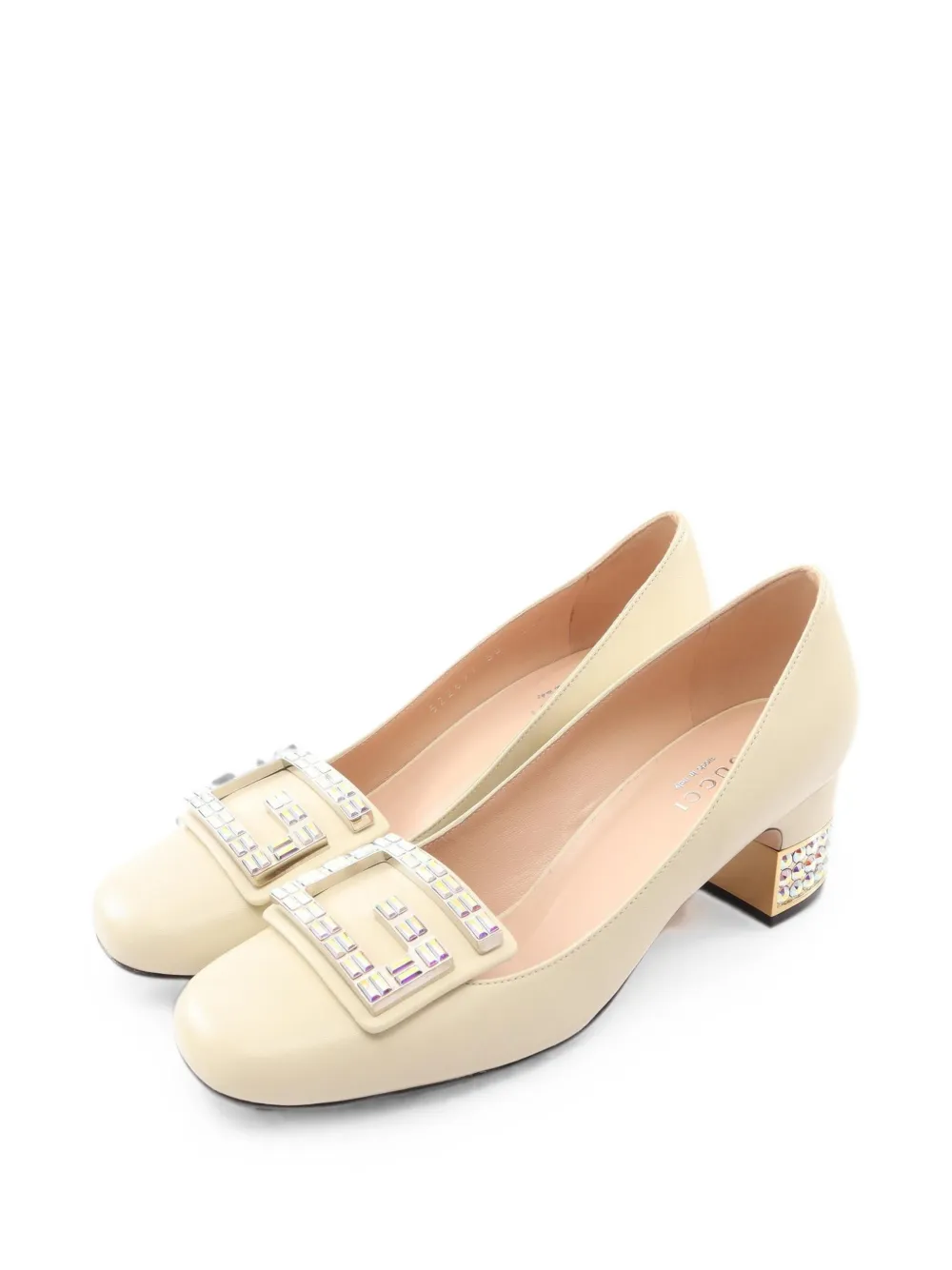 Gucci Pre-Owned 2020s G logo Rhinestone pumps - Nude