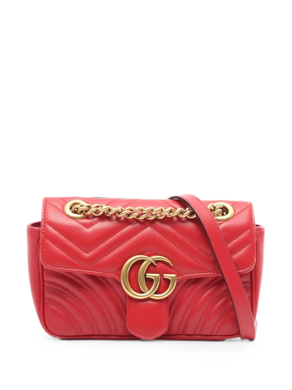 Gucci Pre-Owned 2010s GG Marmont chain-strap shoulder bag - Rosso