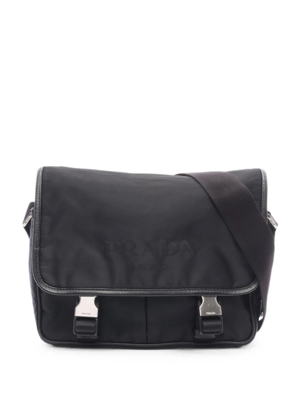 Prada Pre-Owned Borsa a spalla in pelle Saffiano e tessuto anni 2000 - Nero