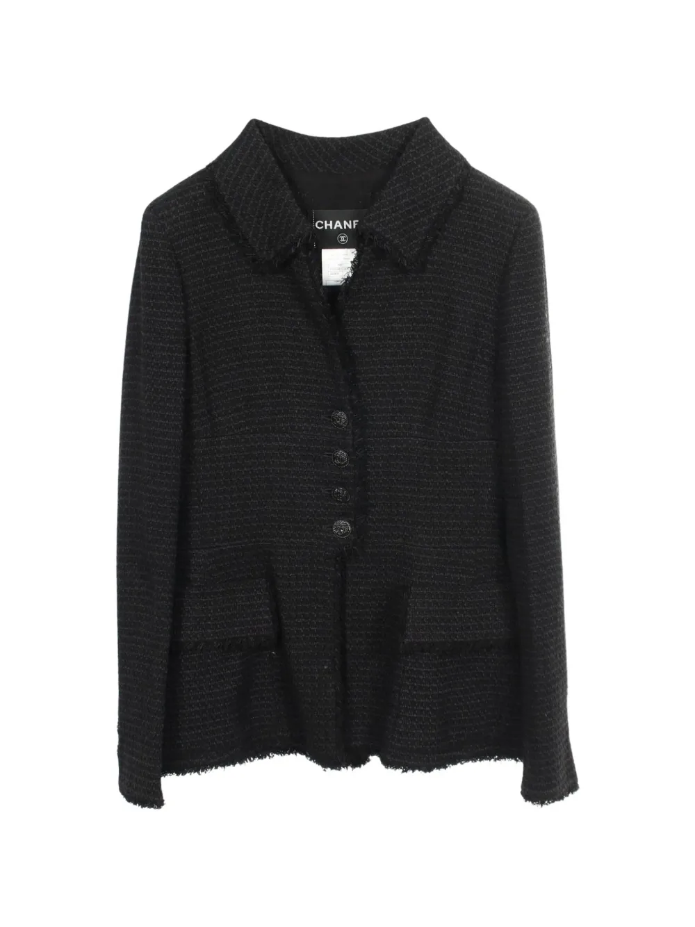 CHANEL Pre-Owned 1986-1988 Cocomark button-down tweed jacket - Black
