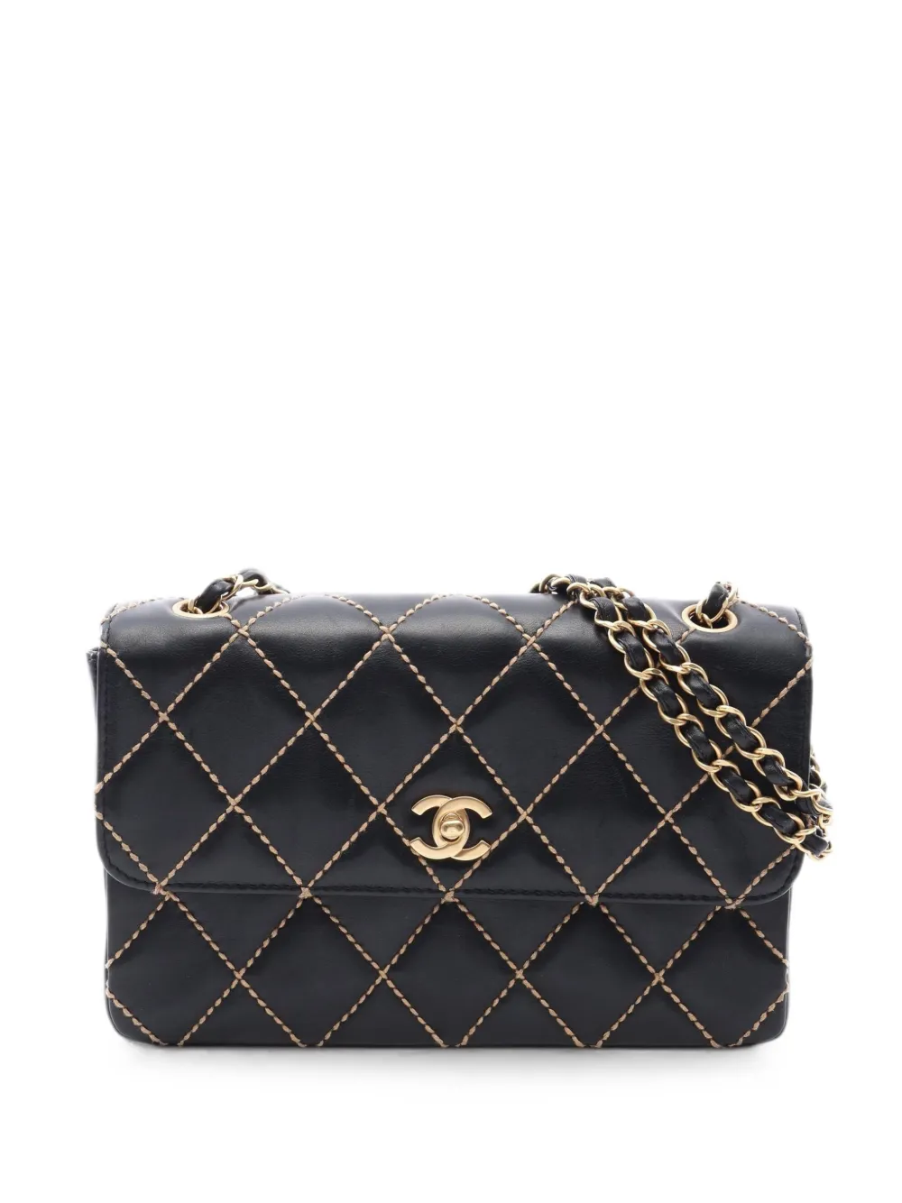 CHANEL Pre-Owned 2002-2003 Wild Stitch chain shoulder bag - Black