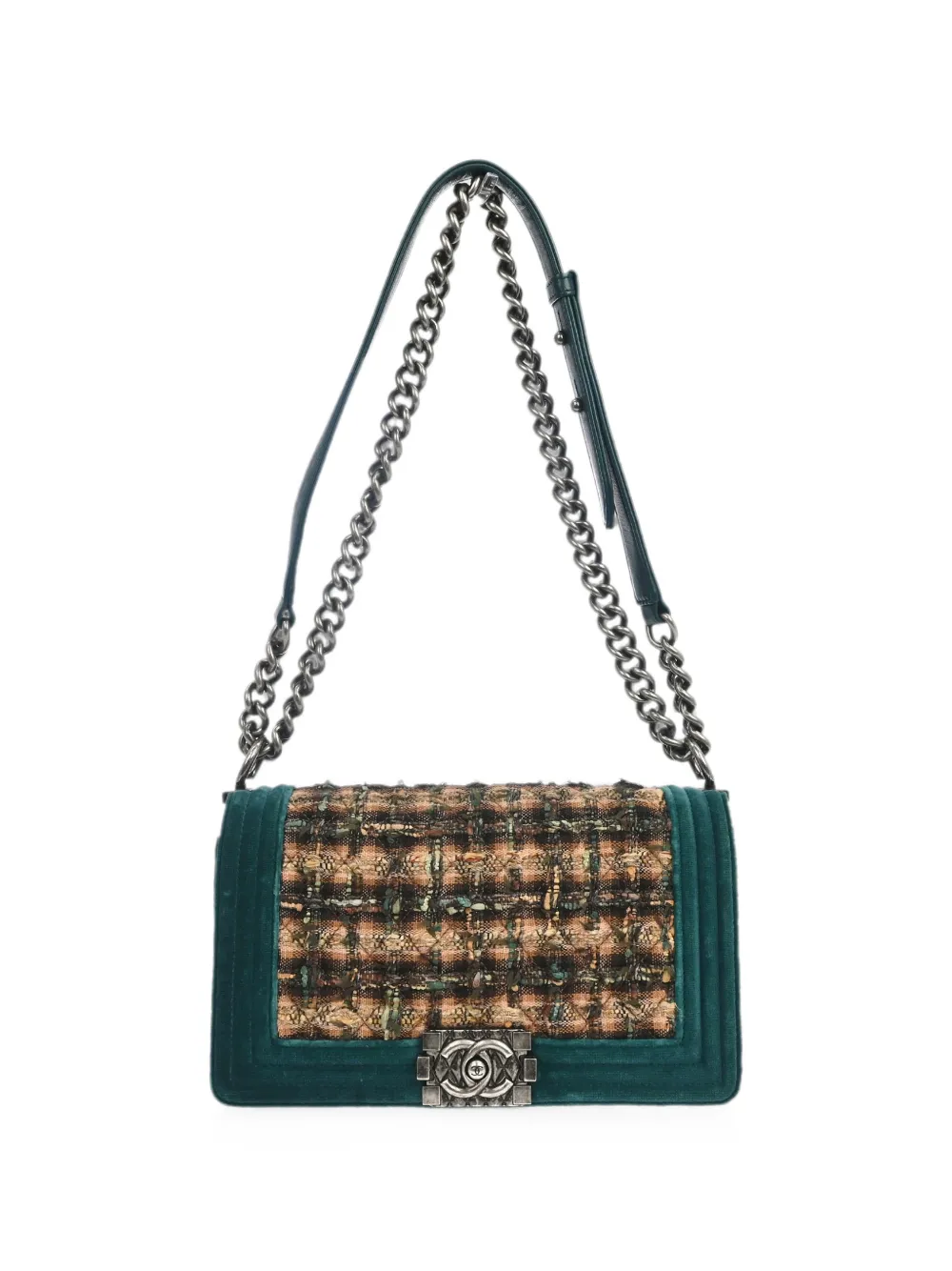 CHANEL Pre-Owned 2014 Boy Tweed shoulder bag - Verde