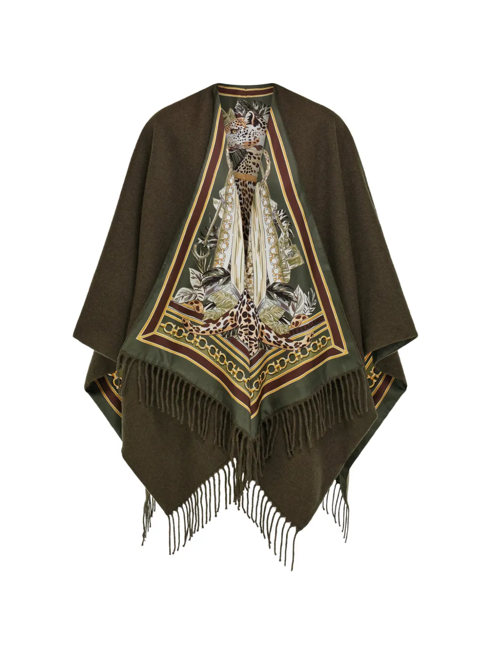 Ferragamo Wendbares Cape mit Feline-Print - Grün