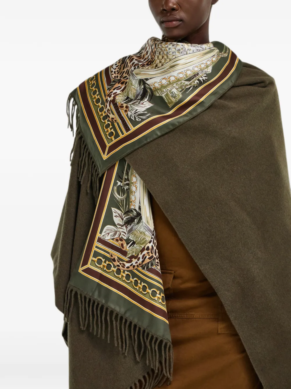 Ferragamo Cape met grafisch patroon Groen