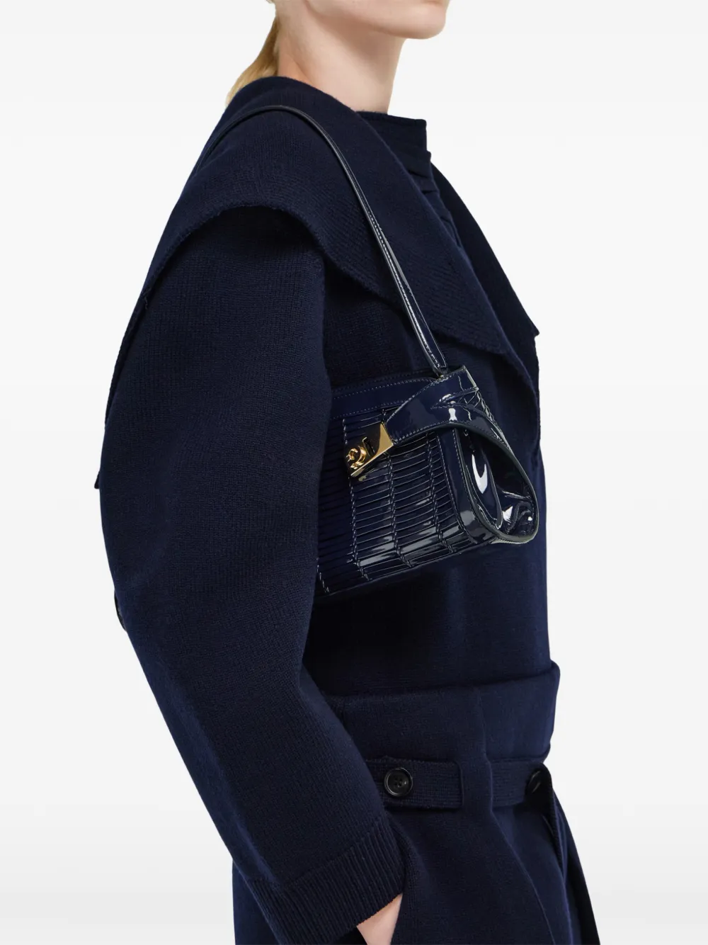 Ferragamo Kleine East-West Hug schoudertas Blauw