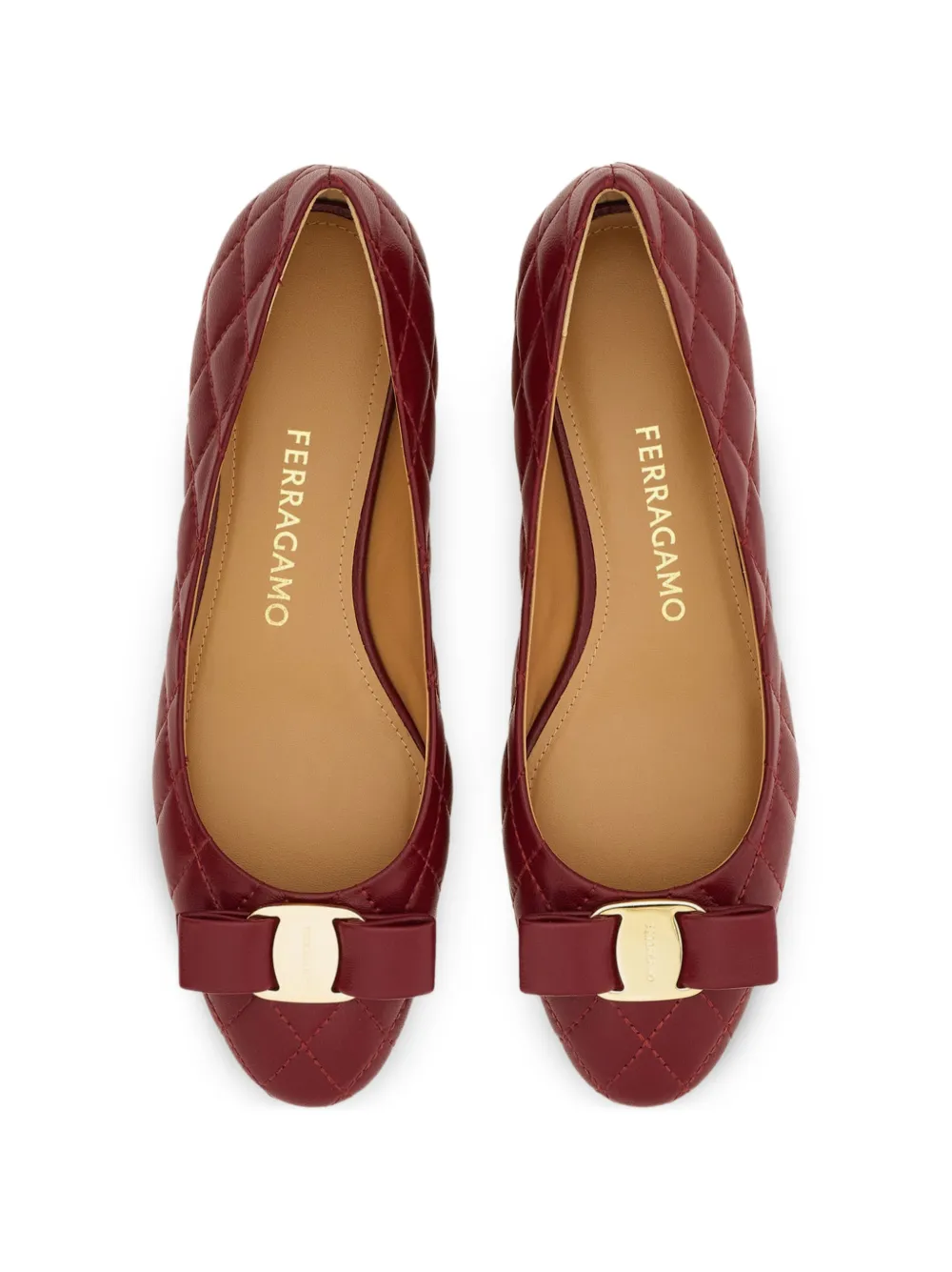 Ferragamo Varina gewatteerde ballerina's Rood