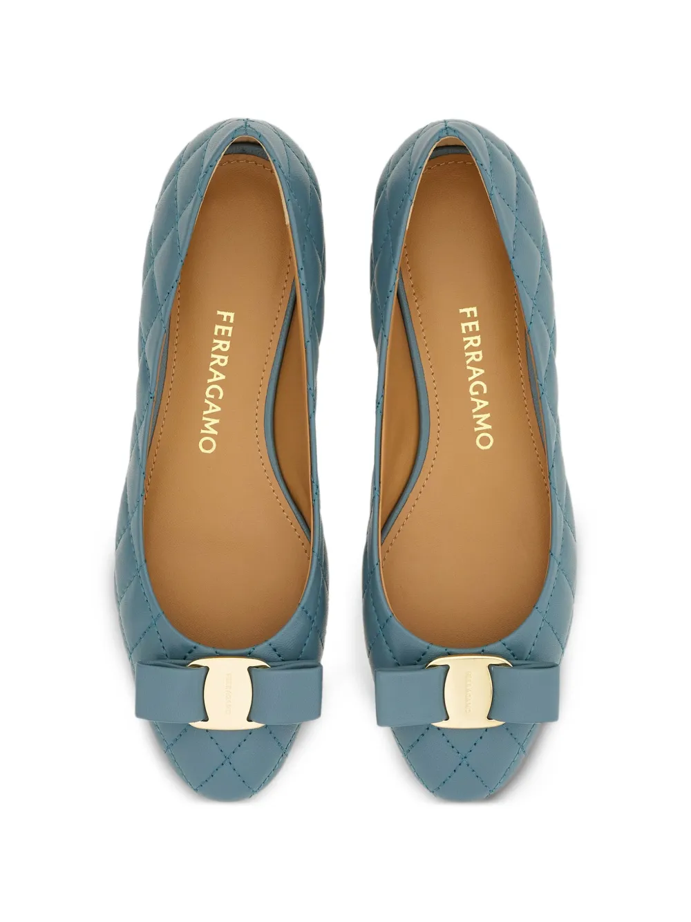 Ferragamo quilted Varina ballet flats Blauw