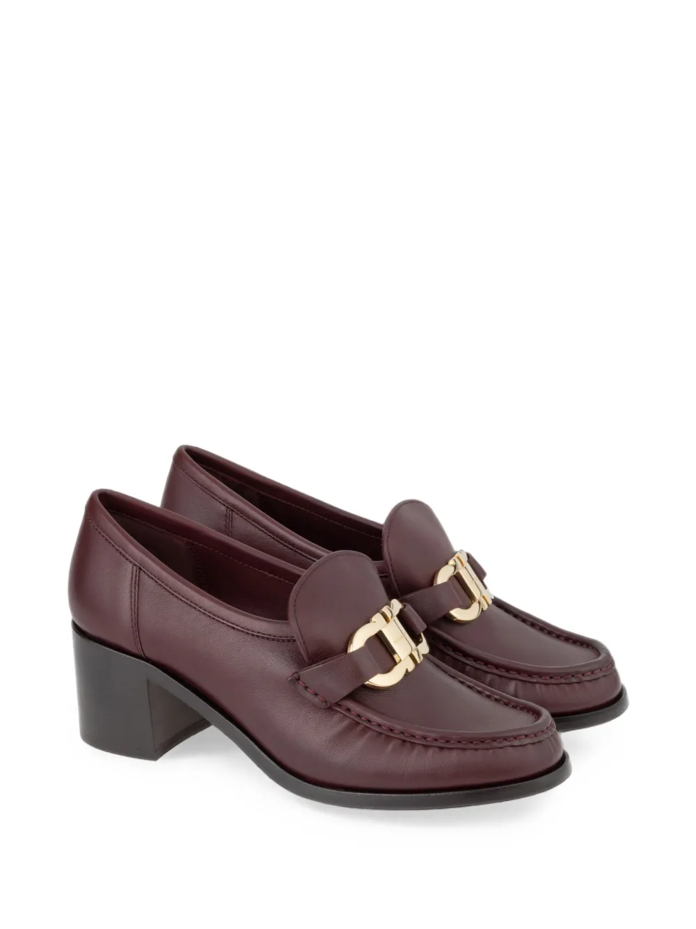 Ferragamo block heel loafers with Gancini ornament Rood
